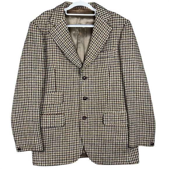 Dunn & Co. Other - Dunn & Co Harris Tweed Sport Coat Mens 42 Brown Green Wool Check Blazer Vintage